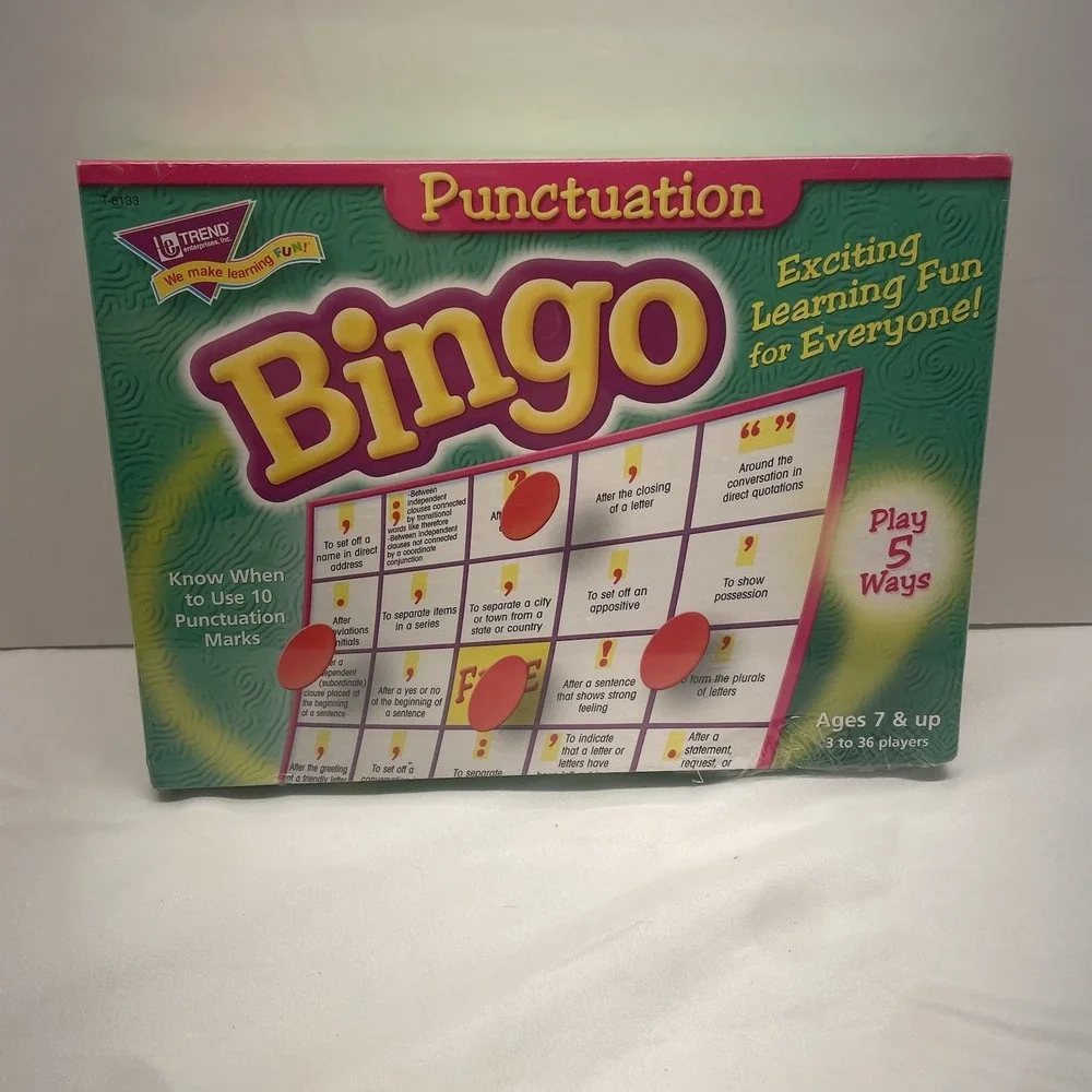 PUNCTUATION BINGO Classroom Game w/‎ Chips Trend Enterprises Educational 2002